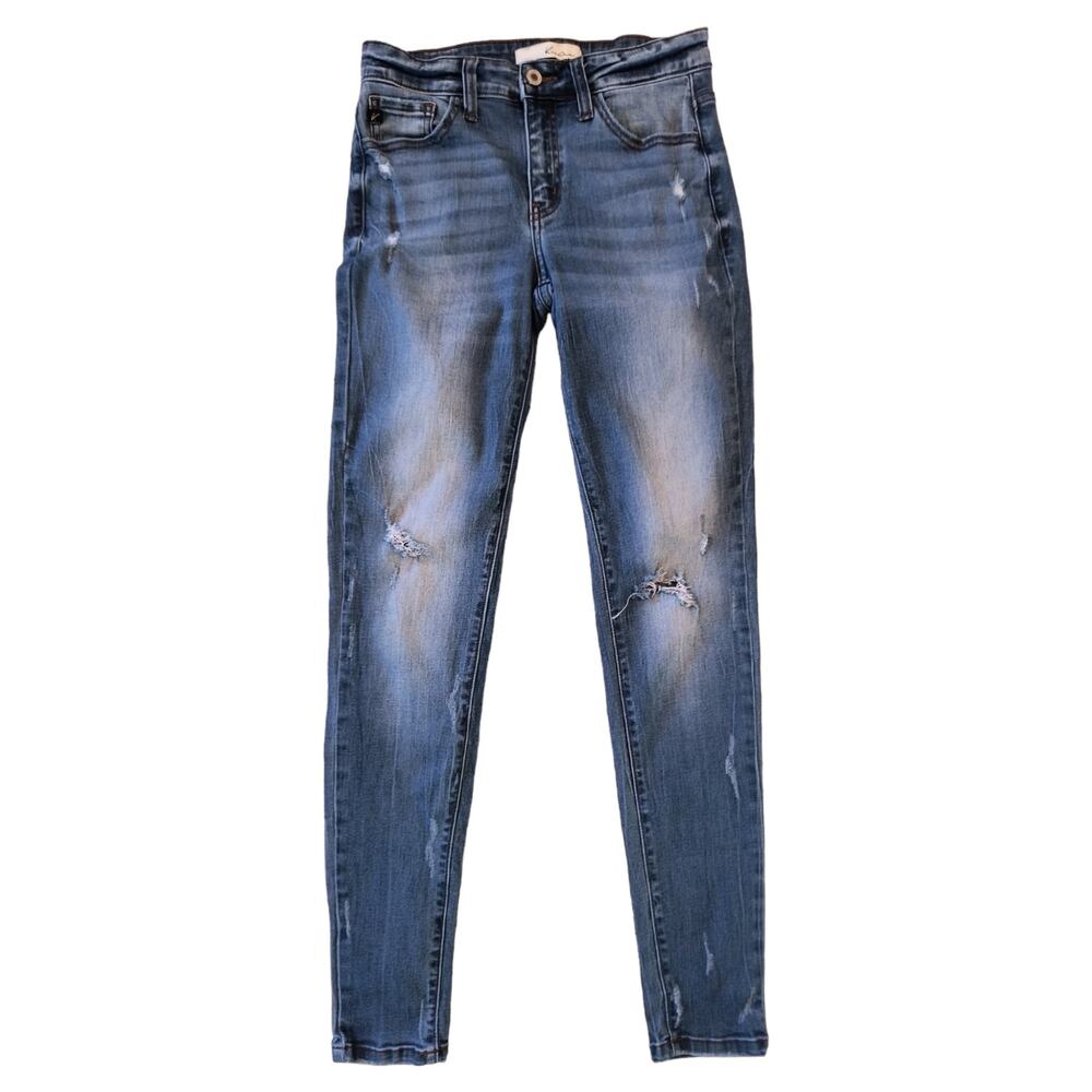 Kancan Jeans Women's Size 26 Blue Denim Skinny Distressed Medium Wash Mid Rise